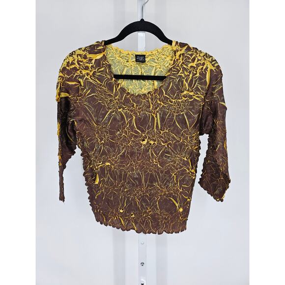 Origami Magic Scarf Crinkle Top Textured Short Sleeve Y2K One Size Fits All - Picture 1 of 4